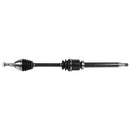 Studio product shot of a front CV axle drive shaft